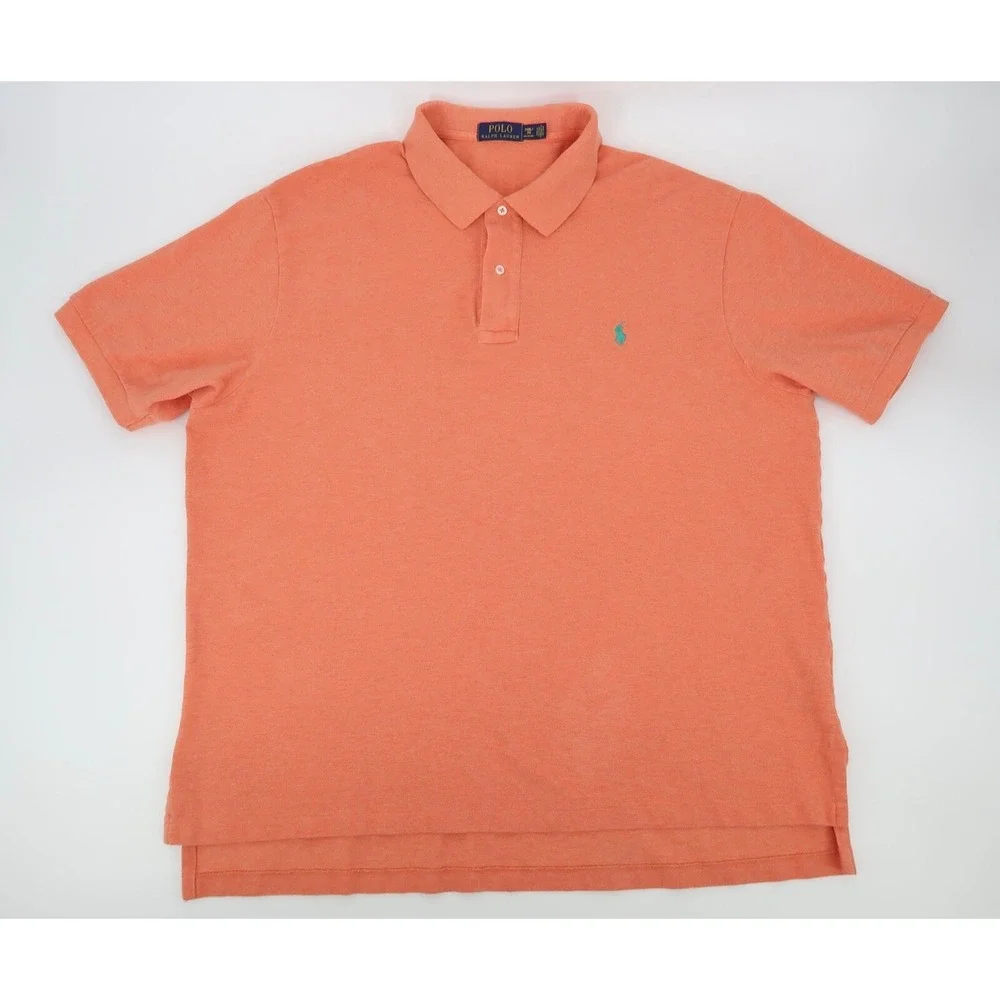 Polo Ralph Lauren Men's 2XB Orange Solid Short Sleeve Polo Pony Shirt 2X Big‎